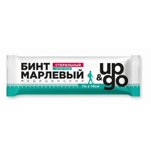 Up&Go / Ап энд Гоу - бинт марлевый медицинский стерильный, индивидуальная упаковка, 7 м x 14 см