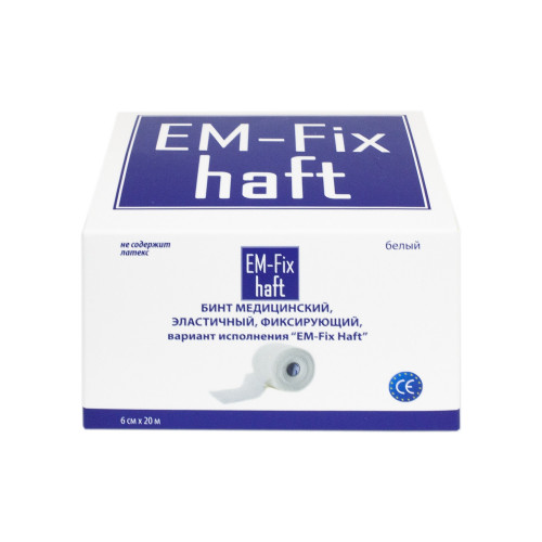EM-Fix Haft / ЭМ-Фикс Хафт - самофиксирующийся бинт, 6 см x 20 м, белый