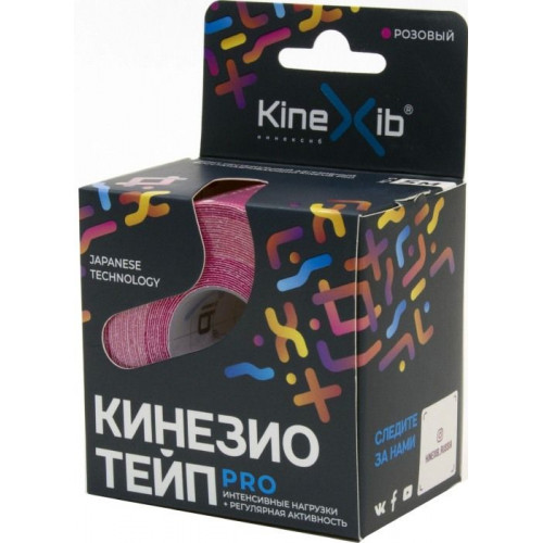 Kinexib Pro / Кинексиб Про - кинезио тейп для экстремальных нагрузок, розовый, 5 см x 5 м