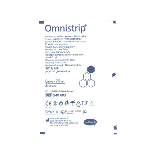 [недоступно] Omnistrip / Омнистрип - стерильные полоски на операционные швы, 6x76 мм,  3 шт.