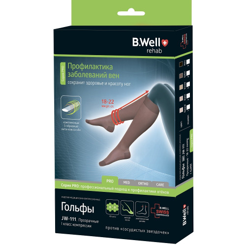 B.Well rehab JW-111 / Би Велл - компрессионные гольфы женские (1 класс), размер №4, черные