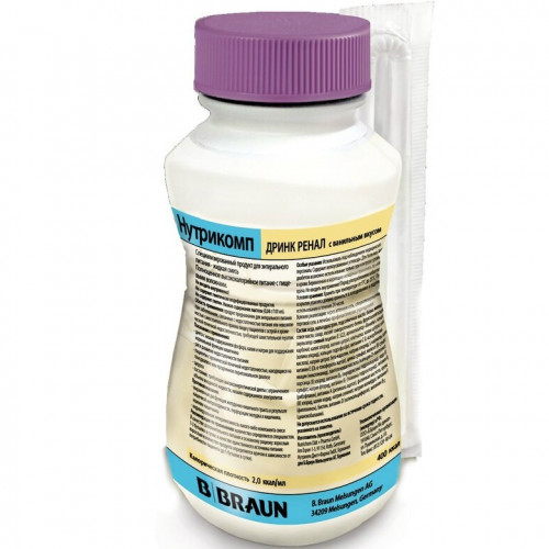 Нутрикомп Дринк Ренал, в пластиковой бутылке - жидкая смесь для энтерального питания, 200 мл, ваниль
