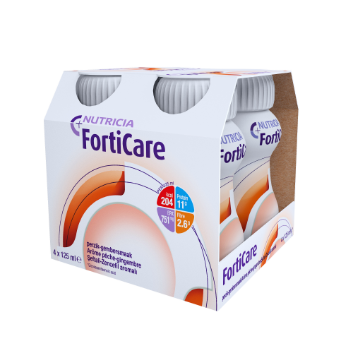 FortiCare / Фортикер, персик-имбирь - жидкая смесь для лечебного питания, 125 мл x 4 шт.