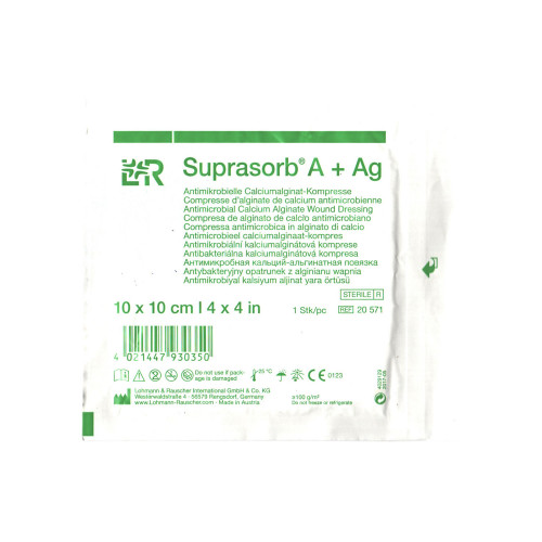 Suprasorb A + Ag / Супрасорб А - стерильная, антимикробная, кальций-альгинатная повязка, 10x10 см