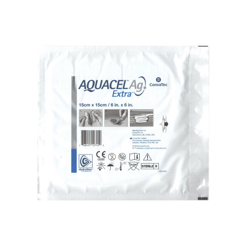 Aquacel Extra Ag / Аквасель Экстра Аг с серебром - абсорбирующая повязка с серебром, 15x15 см