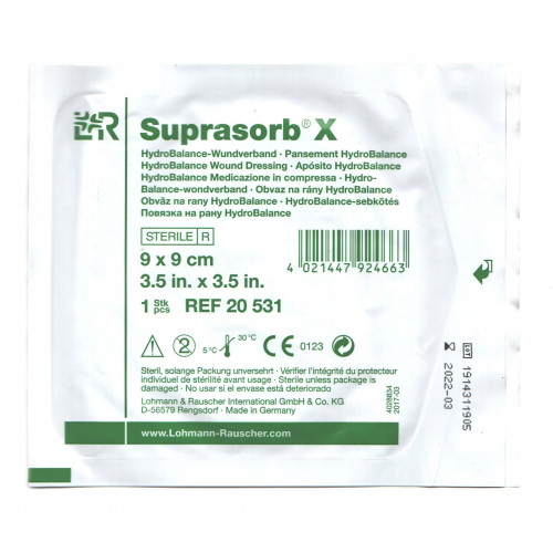Suprasorb X / Супрасорб Х - гидросбалансированная повязка для инфицированных и гнойных ран, 9x9 см