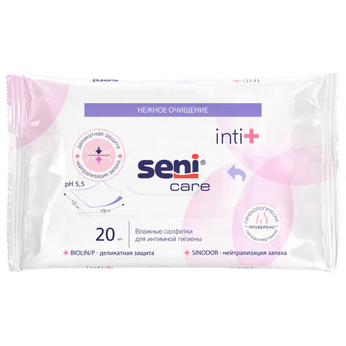 Seni Care Inti + / Сени Кейр - влажные салфетки для интимной гигиены, 20 шт.