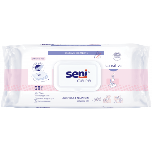 Seni Care Sensitive / Сени Кейр Сенситив - влажные салфетки для чувствительной кожи, 68 шт.