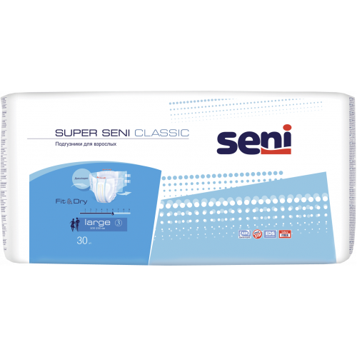 Super Seni Classic / Супер Сени Классик - подгузники для взрослых, L, 30 шт.
