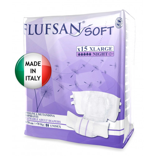 Flufsan Soft Supernight / Флюфсан Софт Супернайт - подгузники для взрослых, XL, 15 шт.