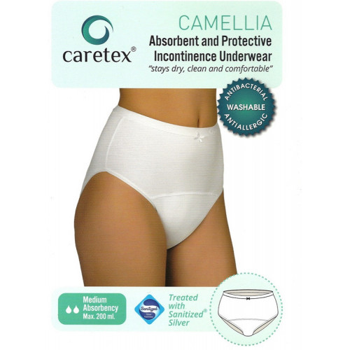 Caretex Camellia / Кертекс Камеллиа - женские многоразовые впитывающие трусы, M, белые