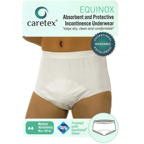Caretex Equinox / Кертекс Эквинокс - мужские многоразовые впитывающие трусы, S, белые