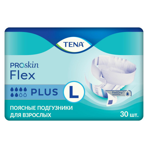 [недоступно] Tena Flex Plus / Тена Флекс Плюс - подгузники для взрослых с поясом, L, 30 шт.