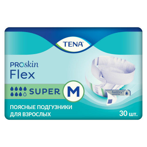Tena Flex Super / Тена Флекс Супер - подгузники для взрослых с поясом, M, 30 шт.