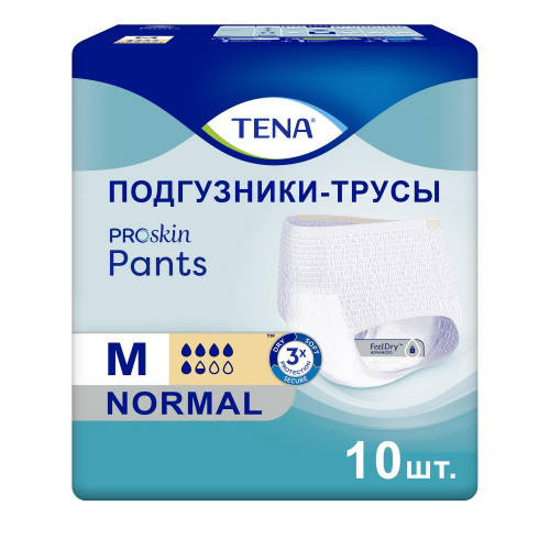 Tena Pants Normal Proskin / Тена Пантс Нормал - впитывающие трусы, M, 10 шт.