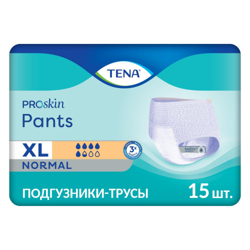 Tena Pants Normal Proskin / Тена Пантс Нормал - впитывающие трусы, XL, 15 шт.