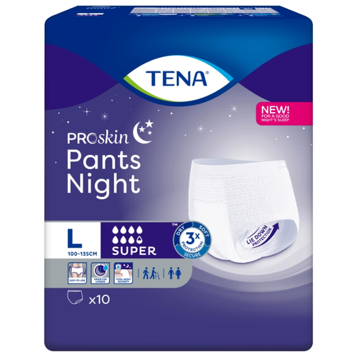 Tena Pants Night Super / Тена Пантс Найт Супер - впитывающие трусы, L, 10 шт.
