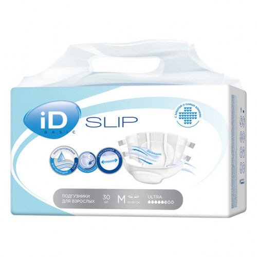 iD Slip Basic / АйДи Слип Бейсик - впитывающие подгузники для взрослых, M, 30 шт.