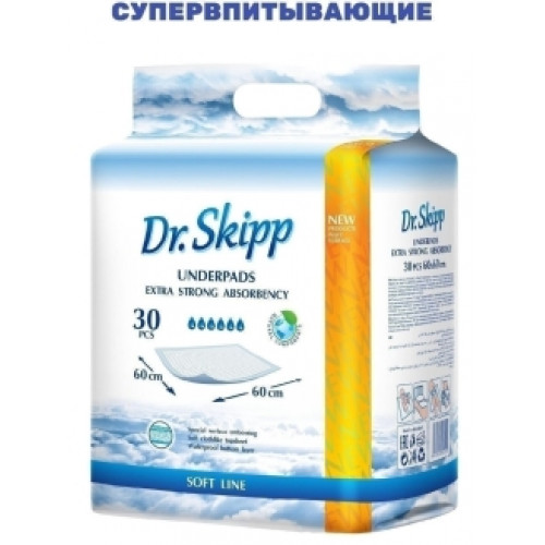Dr. Skipp Soft Line / Доктор Скипп Софт Лайн - одноразовые впитывающие пеленки, 60x60 см, 30 шт.