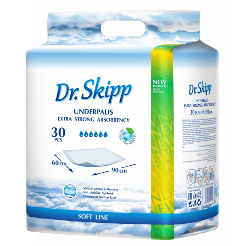 Dr. Skipp Soft Line / Доктор Скипп Софт Лайн - одноразовые впитывающие пеленки, 60x90 см, 30 шт.