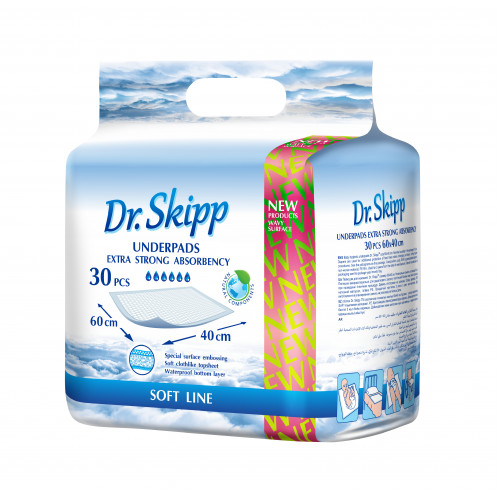 Dr. Skipp Soft Line / Доктор Скипп Софт Лайн - одноразовые впитывающие пеленки, 60x40 см, 30 шт.