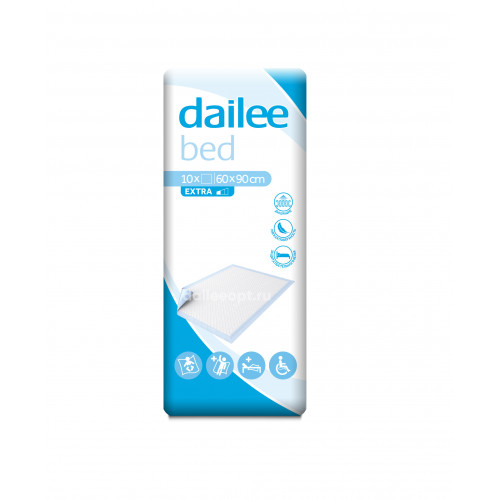 Dailee Bed / Дейли Бед - одноразовые впитывающие пеленки, 90x60 см, 10 шт.