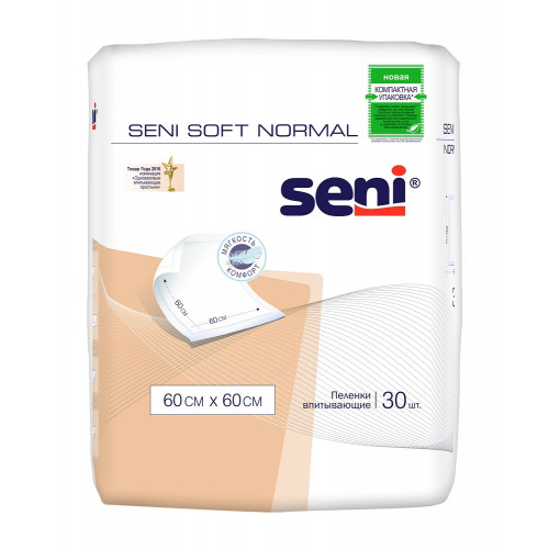 Seni Soft Normal / Сени Софт Нормал - одноразовые впитывающие пеленки, 60x60 см, 30 шт.