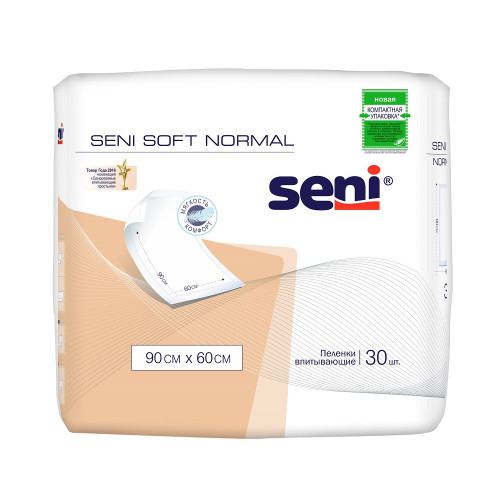 Seni Soft Normal / Сени Софт Нормал - одноразовые впитывающие пеленки, 90x60 см, 30 шт.