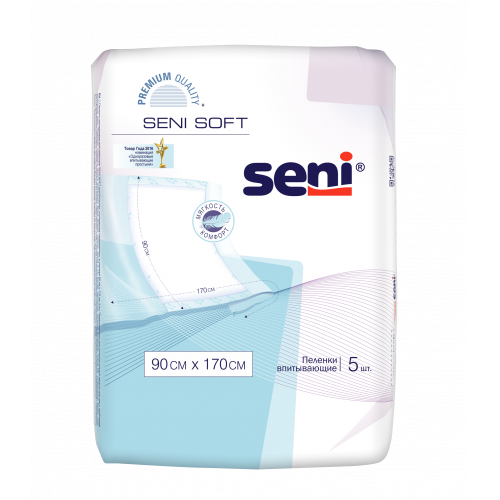 Seni Soft / Сени Софт - одноразовые впитывающие пеленки с крылышками, 90х170 см, 5 шт.